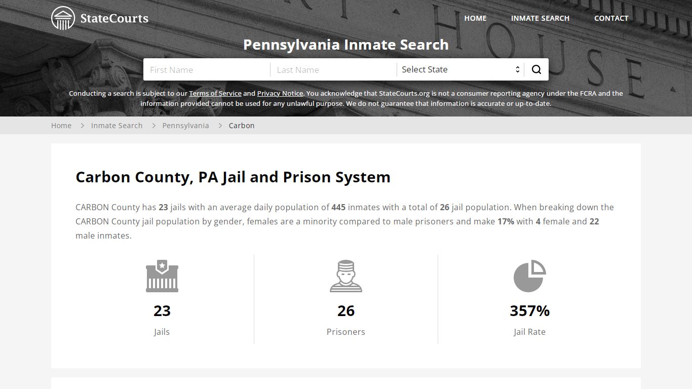 Carbon County, PA Inmate Search - StateCourts
