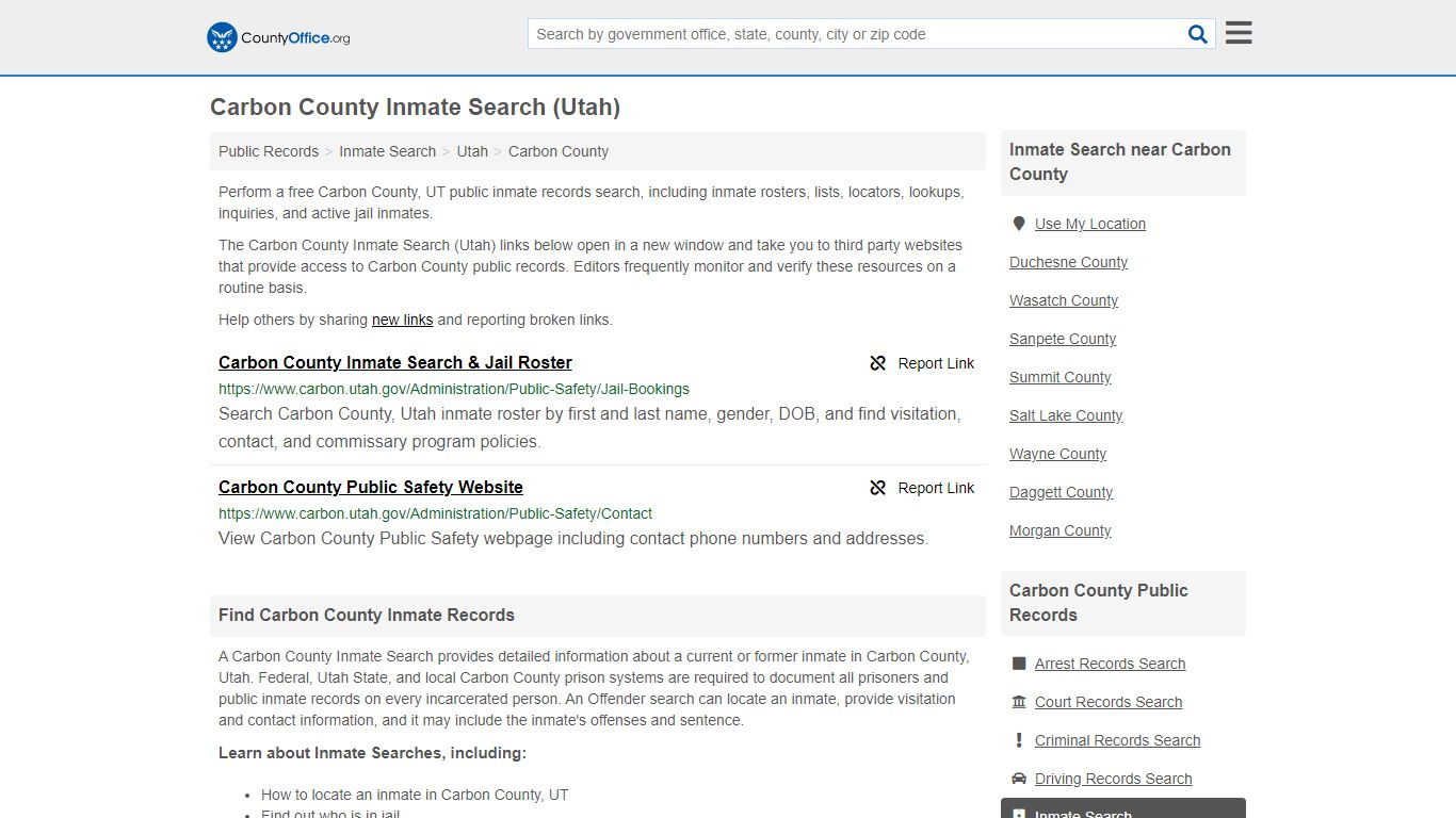 Inmate Search - Carbon County, UT (Inmate Rosters & Locators)