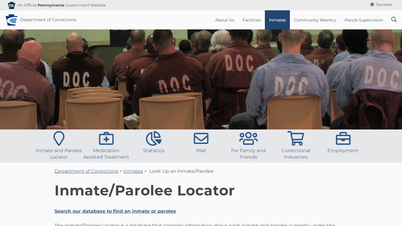Inmate/Parolee Locator - Department of Corrections
